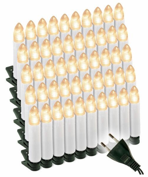 LED svíčky na vánoční stromek 50 LED, teplá bílá