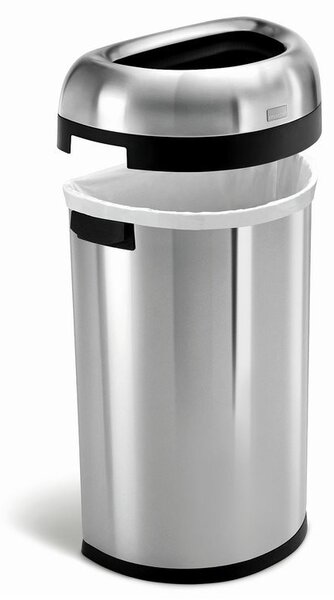 Otevřený půlkulatý koš 60 l, matná ocel, nerez