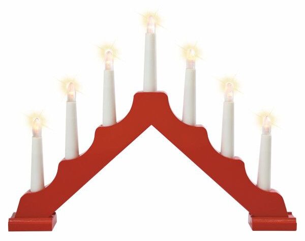 LED vánoční obloukový svícen ze dřeva, 7 teplých světel