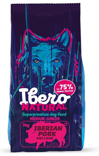 Natural Krmivo pro psy Dog Medium Junior, Pork & Lamb, 3 kg IBERO 1004284