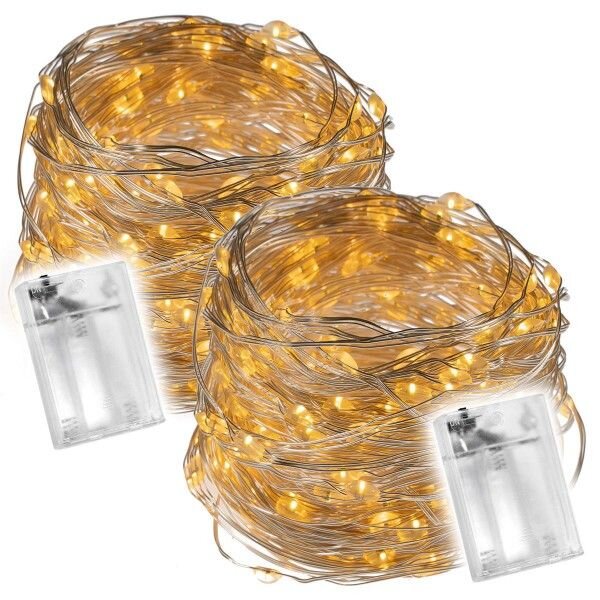 Vánoční LED řetěz 2x80 diod, 8 m, bateriový, časovač, interi