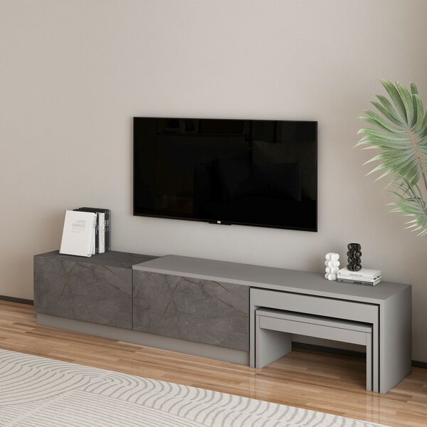 TV stolek/skříňka Nesstie (šedý mramor). Akce -13%