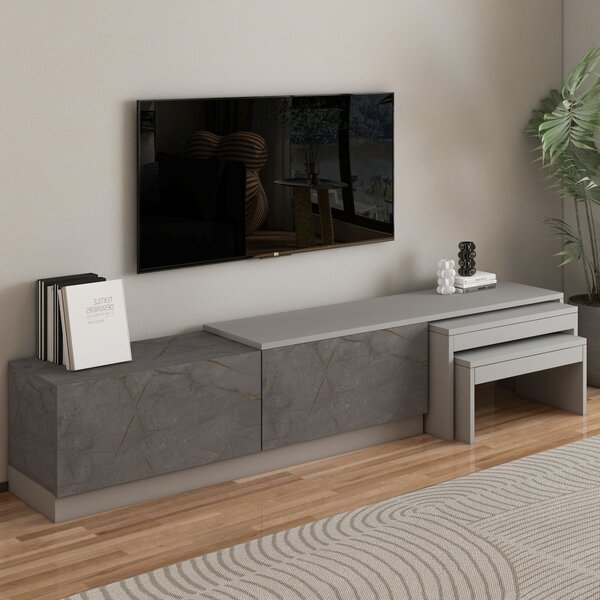 TV stolek/skříňka Nesstie (šedý mramor). Akce -13%