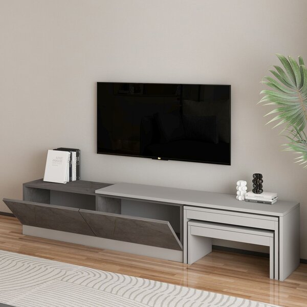 TV stolek/skříňka Nesstie (šedý mramor). Akce -13%