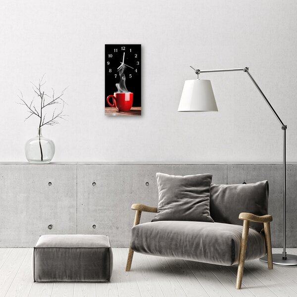 Skleněné hodiny vertikální Kuchyňský hrnek z červeného čaje 30x60 cm