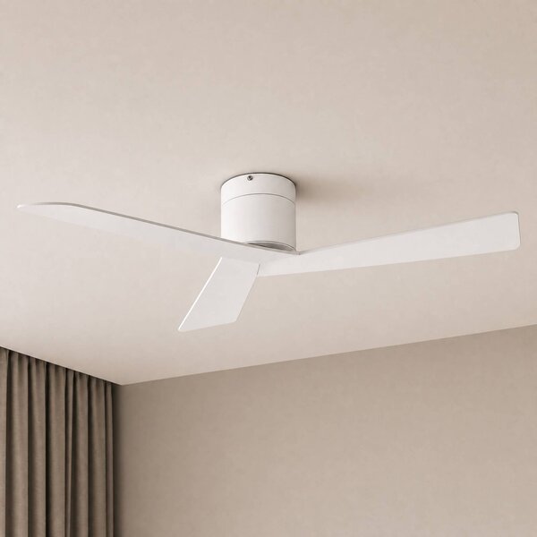 Lucande Stropní ventilátor Ventoro, Ø 132 cm, bílý, kov, Bílá / opál, Obývací pokoj / jídelna, kov, Moderní