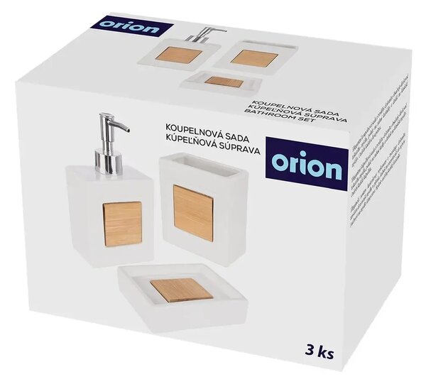 Koupelnová sada 3 ks, dolomit/bambus, bílá ORION 531342