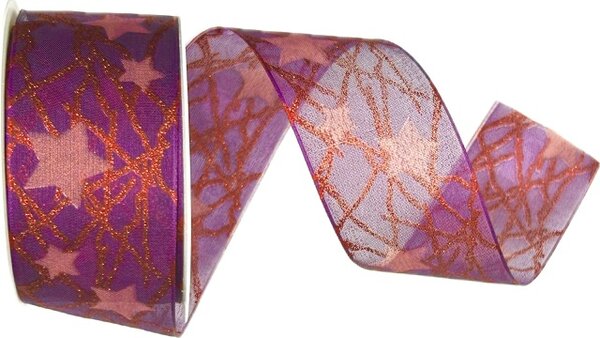 Stuha vánoční LUMINOUS STARTRAIL ROYAL PURPLE fialová 40mm x 3m (12,-Kč/m)