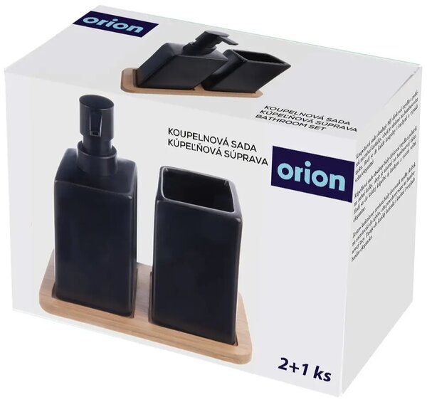 Koupelnová sada, dolomit/bambus, černá ORION 531346