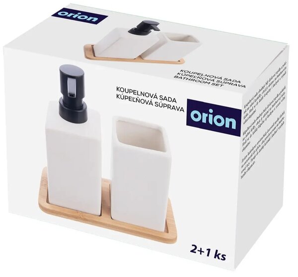 Koupelnová sada, dolomit/bambus, bílá ORION 531345