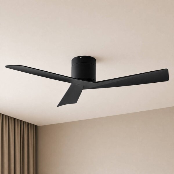Lucande Stropní ventilátor Ventoro, Ø 132 cm, černý, kov, Černá, Obývací pokoj / jídelna, kov, Moderní