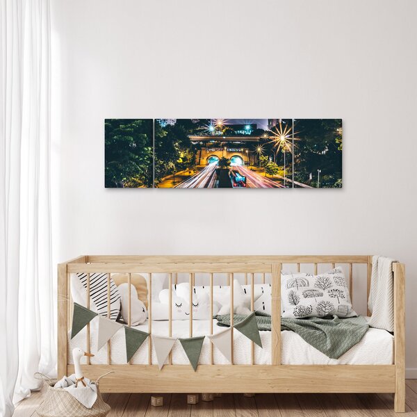 Obraz nočního města (170x50 cm)
