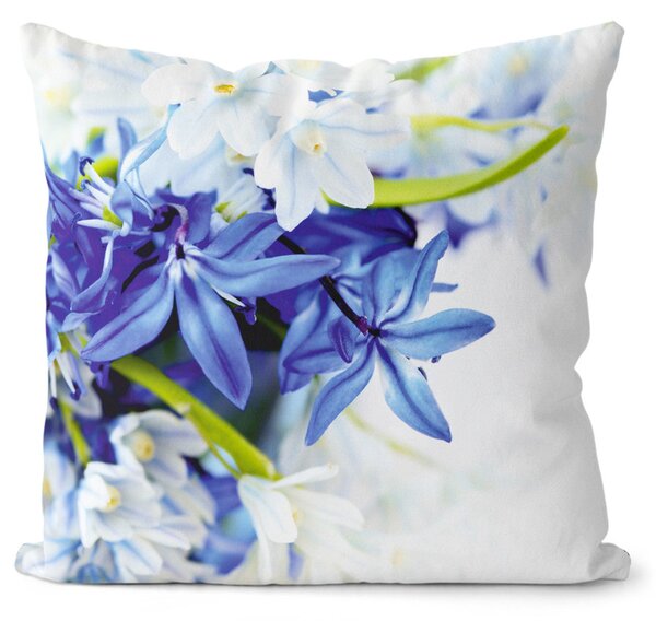 IMPAR Polštář Modré a bílé květy 40x40 cm (Velikost: 40 x 40 cm)