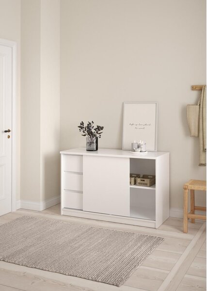 Komoda Simplicity 118,9 x 50 x 75,6 cm, bílý lesk