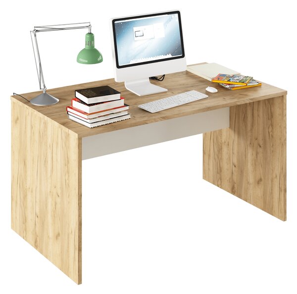 TEMPO PC stůl, dub artisan/bílá, RIOMA TYP 11