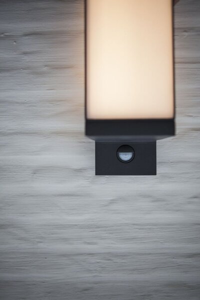 LUTEC 5193811118 CUBA exteriérové ​​nástěnné svítidlo LED 14W 1000lm 3000K IP54 tmavá šedá, otočná hlavice 90°, pohybový senzor