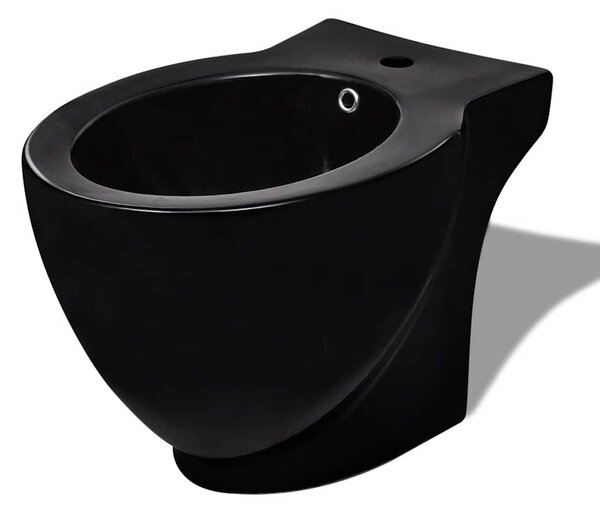 Keramický bidet kruhový s otvorem pro baterii, volně stojící - černý 140666
