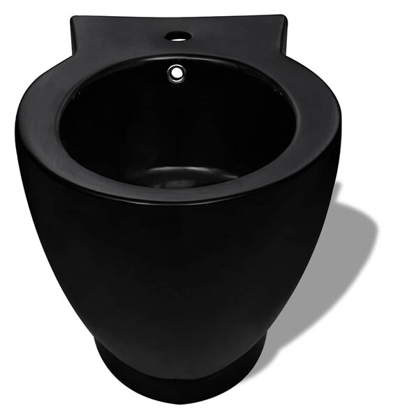 Keramický bidet kruhový s otvorem pro baterii, volně stojící - černý 140666