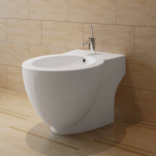 Kulatý bidet volně stojící, bílý, vysoce kvalitní keramika 140665