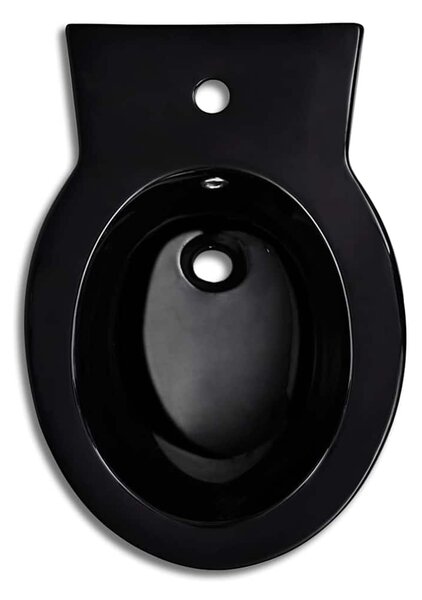 Keramický bidet kruhový s otvorem pro baterii, volně stojící - černý 140666