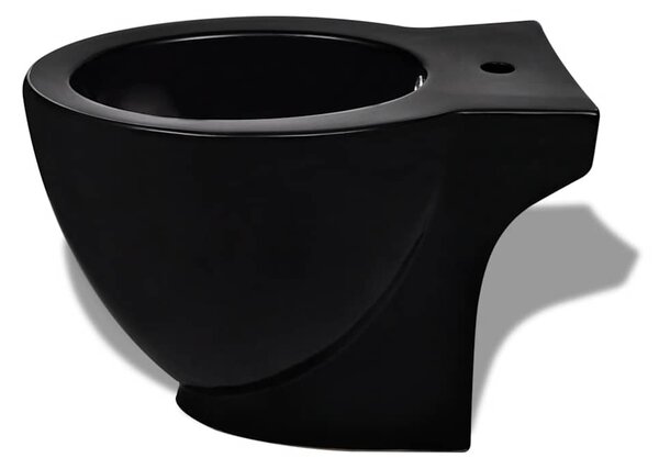 Keramický bidet kruhový s otvorem pro baterii, volně stojící - černý 140666
