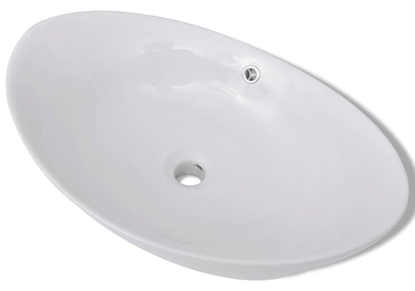 Luxusní keramické oválné umyvadlo s přepadem - 59 x 38,5 cm 140679