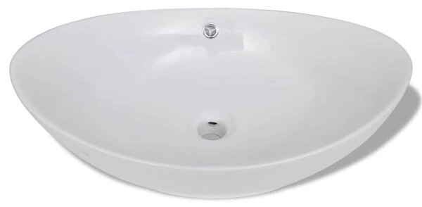 Luxusní keramické oválné umyvadlo s přepadem - 59 x 38,5 cm 140679