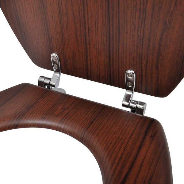 WC sedátko MDF s víkem jednoduchý design hnědé 140803