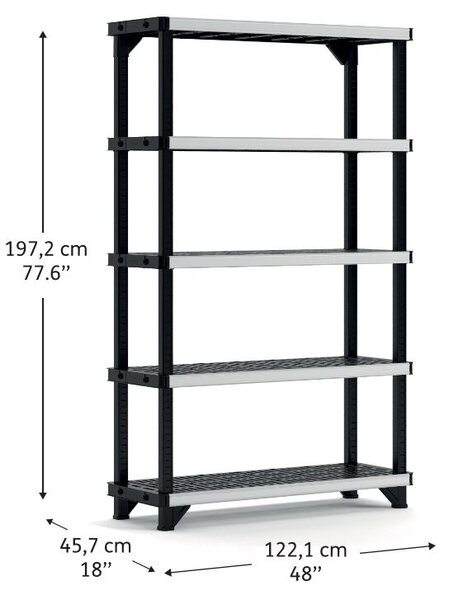 Fused Regál, 5 polic, plast/kov, černý KETER 260370​