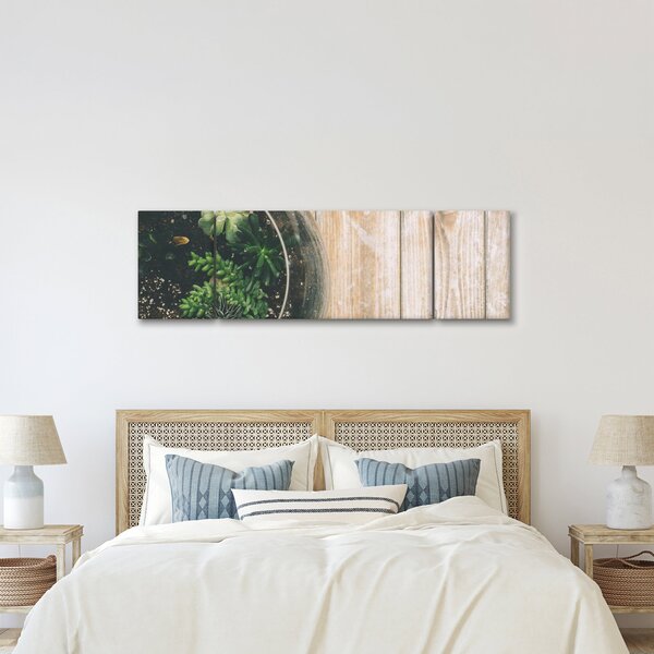 Obraz sukulentů ve skle (170x50 cm)