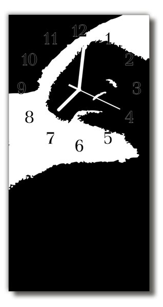 Skleněné hodiny vertikální  Umění abstrakce černá 30x60 cm