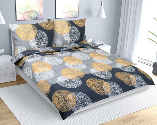 BELLATEX Bavlněné povlečení na dvoudeku Oranžová, Šedá 1ks 180x200, 2ks 70x90 cm