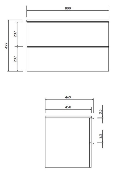 Cersanit - VIRGO závěsná skříňka pod umyvadlo s deskou 80cm, šedá-černá, S522-031