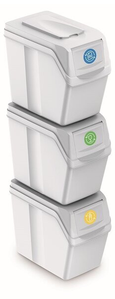 Set košů na tříděný odpad, 3 x 20 l, bílá