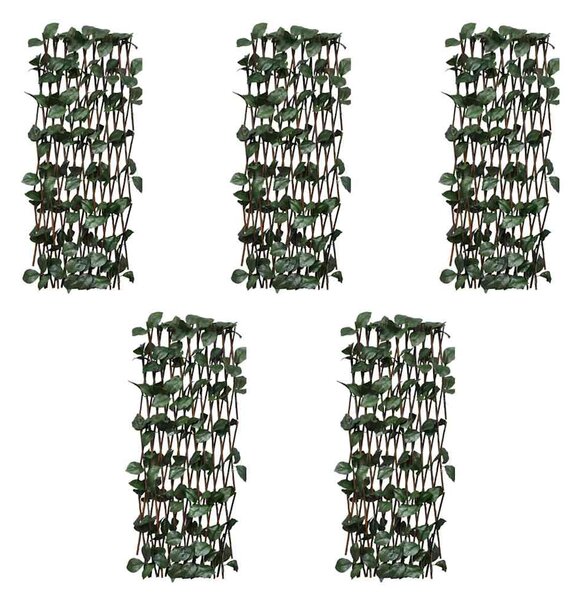Vrbový trelážový plot 5 ks s umělými listy 180 x 90 cm 140913