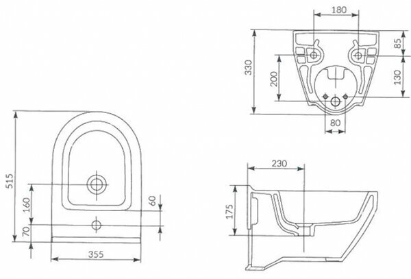Cersanit Crea WC bidet závěsný oválný, bílá, K114-009