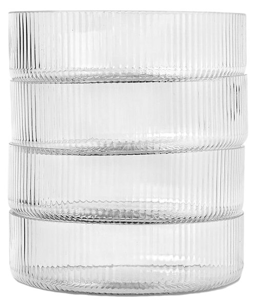 FERM LIVING Misky Ripple, Clear, sada 4 kusů