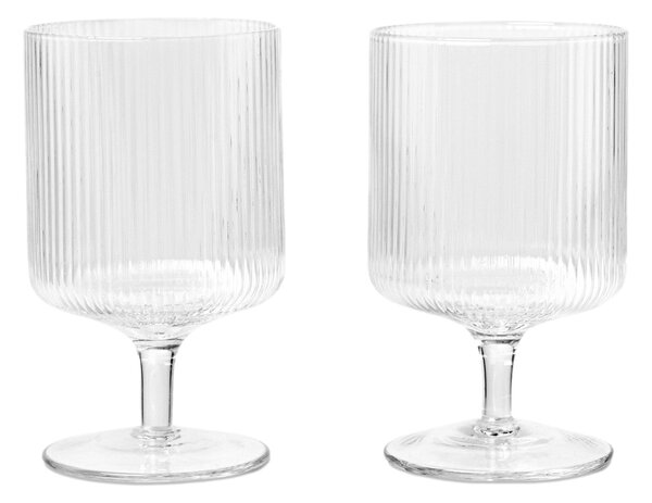 FERM LIVING Skleničky na víno Ripple, Clear, sada 2 kusů