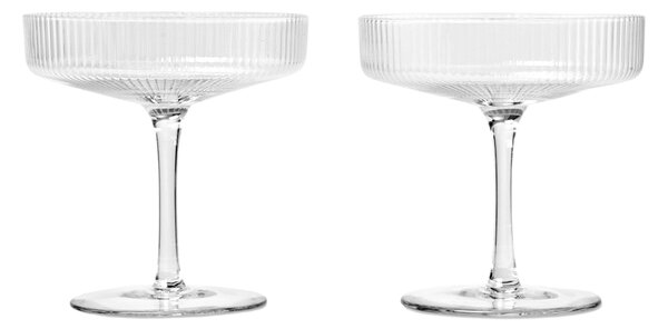 FERM LIVING Skleničky na šampaňské Ripple, Clear, sada 2 kusů