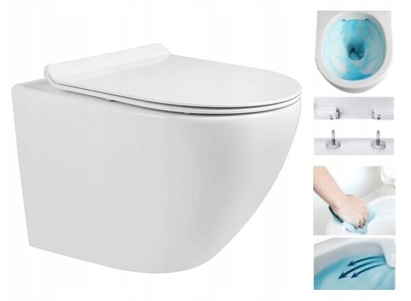 Mexen LENA Rimless, závěsná WC mísa se sedátkem + bidet, bílá, 30224000+35224800
