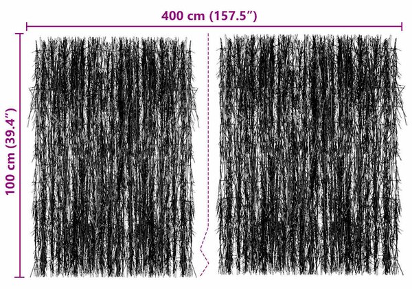 Zahradní plot z mlází 400 x 100 cm 141607