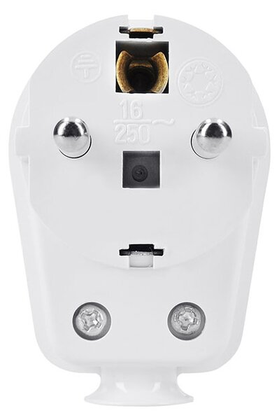 SOLIGHT Zástrčka lomená, s průběžnou zásuvkou, IP20, bílá