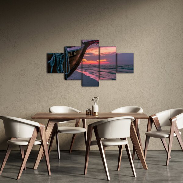 Obraz loďky na břehu (125x70 cm)