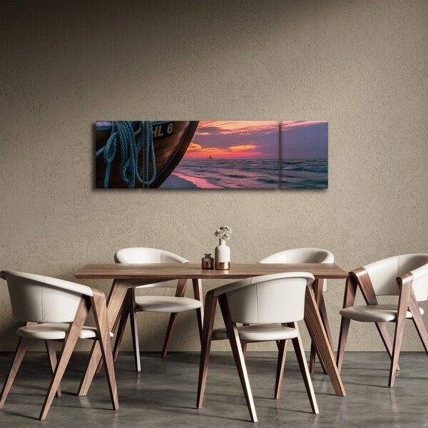Obraz loďky na břehu (170x50 cm)