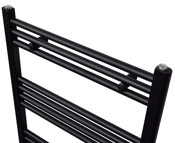 Černý žebříkový radiátor na ručníky rovný ústřední topení 500x1160 mm 141907