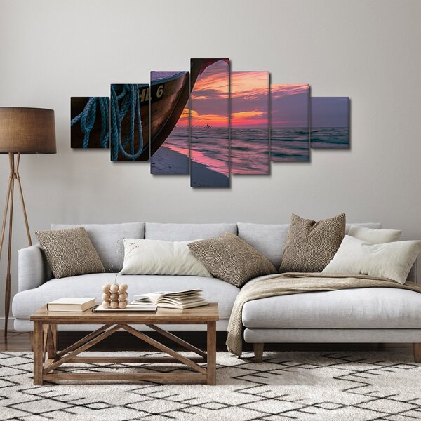 Obraz loďky na břehu (210x100 cm)
