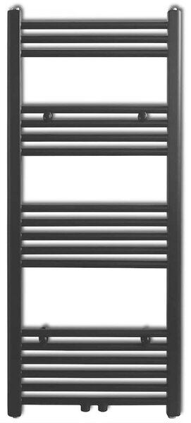 Černý žebříkový radiátor na ručníky rovný ústřední topení 500x1160 mm 141907