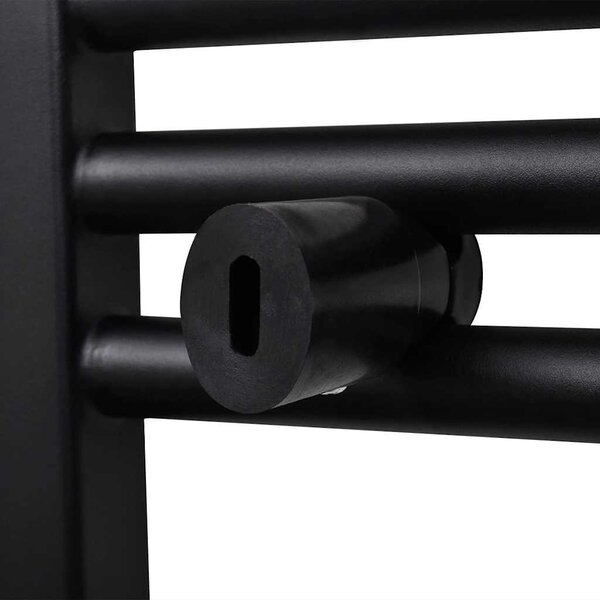 Černý žebříkový radiátor na ručníky rovný ústřední topení 500x1160 mm 141907
