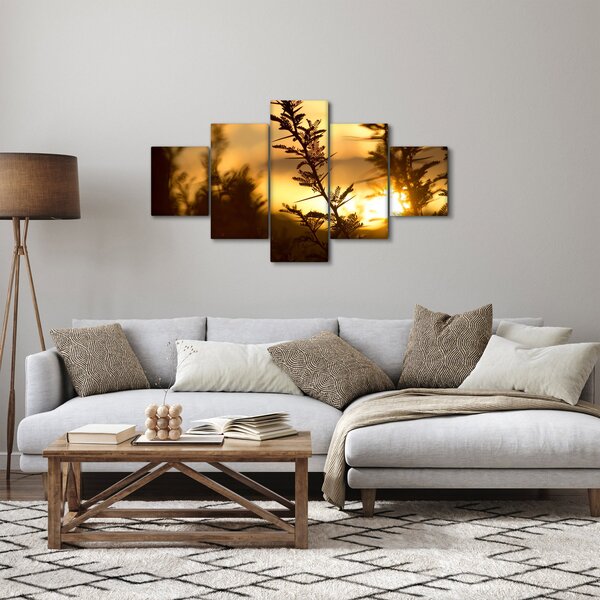 Obraz - Slunce zapadající za stromy (125x70 cm)