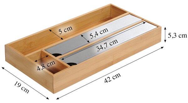 Kuchyňský zásobník na fólie 42 x 19 x 5,4 cm, bambus KESPER 58041